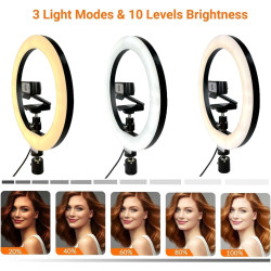 Anneau Lumineux pour Webcam Logitech C920, C922x, C930e, Brio 4K, C925e, C922, C930, C615 Trou de vis 6,35 mm - Lumière de 25,4 