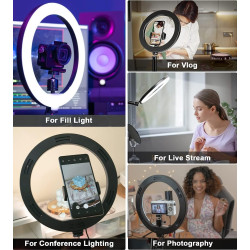Anneau Lumineux pour Webcam Logitech C920, C922x, C930e, Brio 4K, C925e, C922, C930, C615 Trou de vis 6,35 mm - Lumière de 25,4 