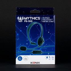 Konix Mythics Casque Gaming Filaire monaural PS-100 pour PS4 et PS5 - Microphone Anti-Bruit léger - Noir