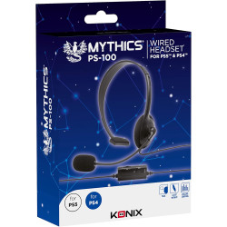 Konix Mythics Casque Gaming Filaire monaural PS-100 pour PS4 et PS5 - Microphone Anti-Bruit léger - Noir