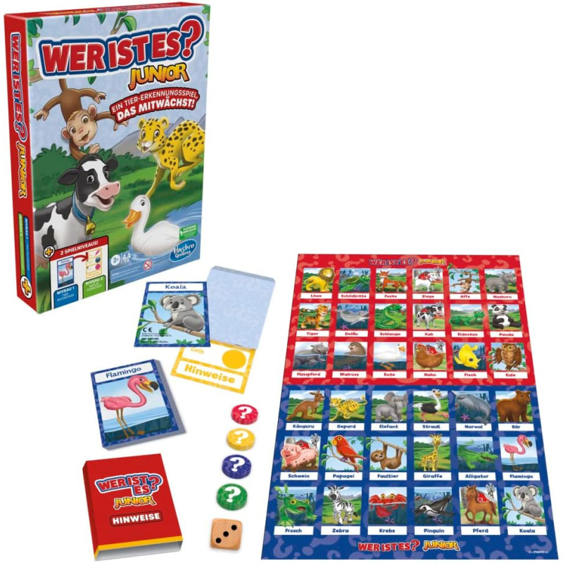 Hasbro Gaming Qui est-il? Jeu de société Junior pour les enfants d'âge préscolaire et les plus jeunes, jeu de recherche d'animau