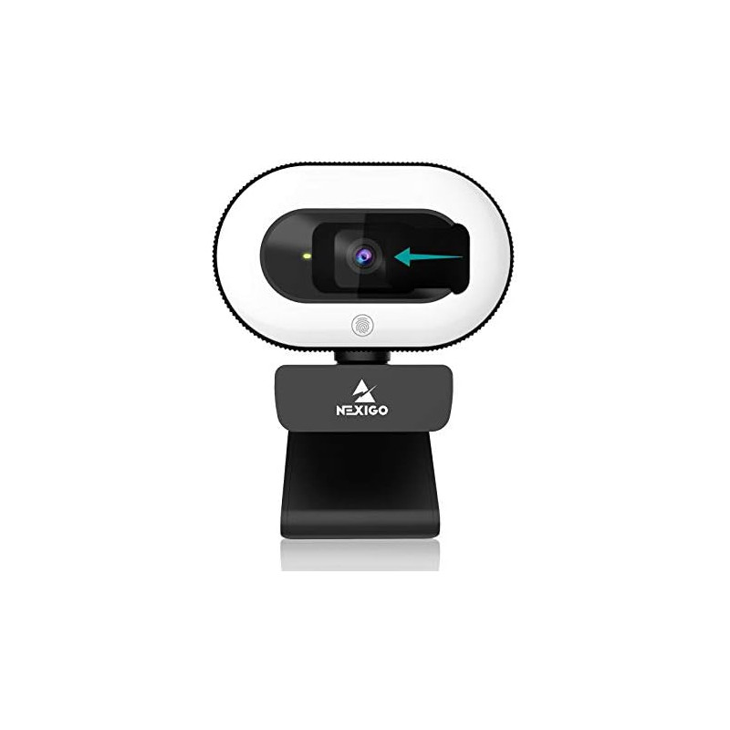 NexiGo StreamCam N930E, 1080P Webcam avec Anneau Lumineux et Couvercle de Privacité, Autofocus, Plug & Play, Caméra Web pour L'a