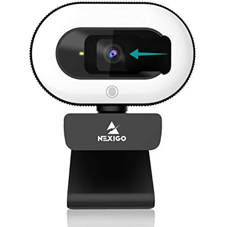 NexiGo StreamCam N930E, 1080P Webcam avec Anneau Lumineux et Couvercle de Privacité, Autofocus, Plug & Play, Caméra Web pour L'a