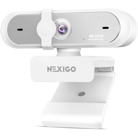 NexiGo N660P Pro Webcam 4K avec Lentille sans Distorsion, 1080P 60 FPS Autofocus, 3DNR, Micros Réduction Bruit Et Cache Confiden