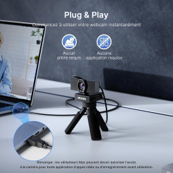 NexiGo N60 Pro Webcam 4K pour PC : capteur Sony 4K UHD, autofocus, 1080p 60 fps, Micro antibruit, Cache Vie privée, Objectif san