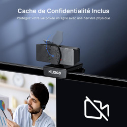 NexiGo N60 Pro Webcam 4K pour PC : capteur Sony 4K UHD, autofocus, 1080p 60 fps, Micro antibruit, Cache Vie privée, Objectif san
