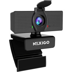 NexiGo N60 1080P Webcam, Full HD avec Microphone, Champ de Vision Ajustable, Zoom, Logiciel de contrôle et de Protection de la V