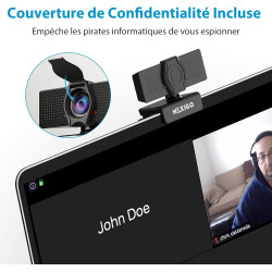 NexiGo N60 1080P Webcam, Full HD avec Microphone, Champ de Vision Ajustable, Zoom, Logiciel de contrôle et de Protection de la V