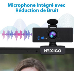NexiGo N60 1080P Webcam, Full HD avec Microphone, Champ de Vision Ajustable, Zoom, Logiciel de contrôle et de Protection de la V