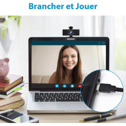NexiGo N60 1080P Webcam, Full HD avec Microphone, Champ de Vision Ajustable, Zoom, Logiciel de contrôle et de Protection de la V