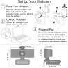 NexiGo N60 1080P Webcam, Full HD avec Microphone, Champ de Vision Ajustable, Zoom, Logiciel de contrôle et de Protection de la V