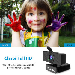 NexiGo N60 1080P Webcam, Full HD avec Microphone, Champ de Vision Ajustable, Zoom, Logiciel de contrôle et de Protection de la V
