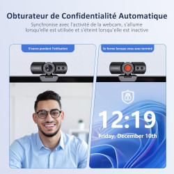 NexiGo HelloCam Pro, Webcam avec Windows Hello, Autofocus 1080P 60FPS, Véritable Confidentialité, Obturateur Électronique Automa