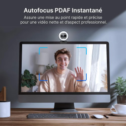 NexiGo N930E Pro, Webcam 4K avec Anneau Lumineux, autofocus PDAF, 1080P@60FPS, Doubles Microphones à réduction de Bruit, obturat