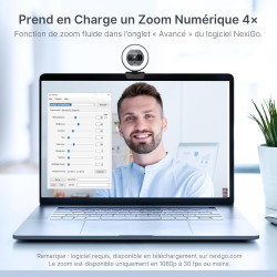 NexiGo N930E Pro, Webcam 4K avec Anneau Lumineux, autofocus PDAF, 1080P@60FPS, Doubles Microphones à réduction de Bruit, obturat