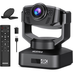 NexiGo N990 4K PTZ Zoomable Webcam, Système de Caméra de Vidéoconférence avec Zoom Numérique 5X, Préréglage de Position, Double 