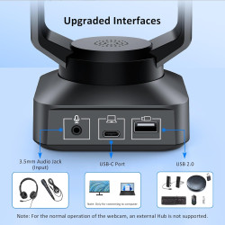 NexiGo N990 4K PTZ Zoomable Webcam, Système de Caméra de Vidéoconférence avec Zoom Numérique 5X, Préréglage de Position, Double 