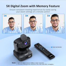 NexiGo N990 4K PTZ Zoomable Webcam, Système de Caméra de Vidéoconférence avec Zoom Numérique 5X, Préréglage de Position, Double 