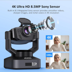 NexiGo N990 4K PTZ Zoomable Webcam, Système de Caméra de Vidéoconférence avec Zoom Numérique 5X, Préréglage de Position, Double 