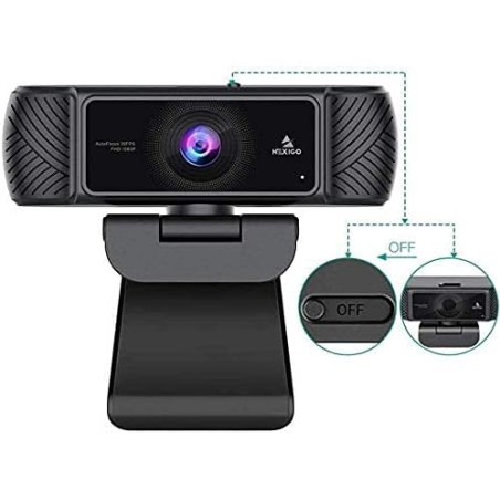 NexiGo 2021 AutoFocus 1080P Webcam with Microphone and Privacy Cover, Business Streaming USB Web Camera, Plug and Play, for Onli
