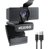 NexiGo N60 Pro (Gen 2) Webcam 1080P avec objectif sans distorsion, câble de données USB 3.0 vers Type-C, microphone à réduction 