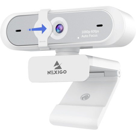 NexiGo Webcam N660P (Gen 2) 1080p 60 fps avec contrôle logiciel, double microphone et housse, autofocus, caméra Web HD USB pour 