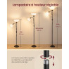 VASAGLE Lampadaire LED avec Liseuse, Lampe de Lecture sur Pied avec Bras Réglable, en Fer, 38,5 x 23,5 x 176 cm, Noir Mat, pour 