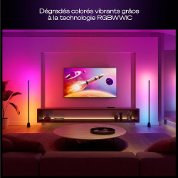 Philips hue play lampadaire, barre led rgbwwic, 122 cm, blanc ambiance, dégradés multicolores, connectée, alexa, google home, ap