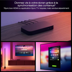 Philips hue play lampadaire, barre led rgbwwic, 122 cm, blanc ambiance, dégradés multicolores, connectée, alexa, google home, ap