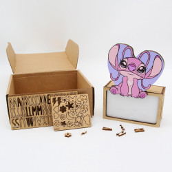 WONDEE Veilleuse Lampe Angel Stitch Personnalisable à la Maison en Famille [Comprend Kit de Lettres et Dessins], Disney Veilleus