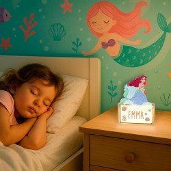 WONDEE Disney Lampe Ariel La Petite Sirène Personnalisable avec Lettres et Dessins, Veilleuse La Petite Sirène Bébé et Enfant Pe