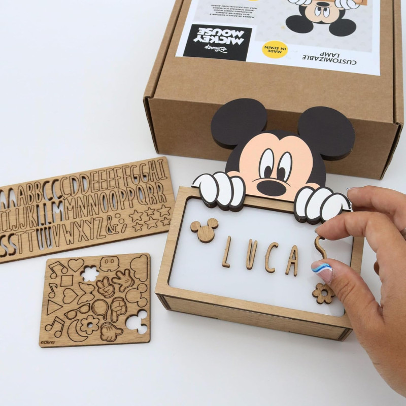 WONDEE Disney Lampe Mickey Mouse Personnalisable avec Nom et Dessins, Veilleuse Mickey Bébé et Enfant Personnalisée - Deco Chamb