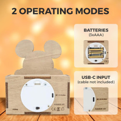 WONDEE Disney Lampe Mickey Mouse Personnalisable avec Nom et Dessins, Veilleuse Mickey Bébé et Enfant Personnalisée - Deco Chamb