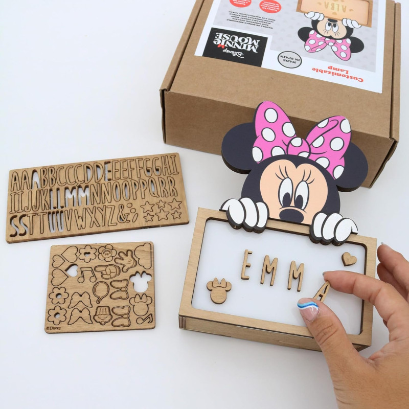 WONDEE Disney Lampe Minnie Mouse Personnalisable avec Nom et Dessins, Veilleuse Minnie Bébé et Enfant Personnalisée - Deco Chamb