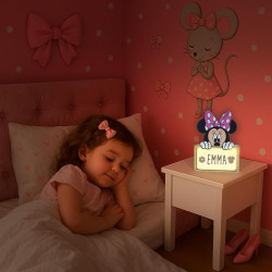 WONDEE Disney Lampe Minnie Mouse Personnalisable avec Nom et Dessins, Veilleuse Minnie Bébé et Enfant Personnalisée - Deco Chamb