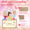 WONDEE Disney Princesses Lampe Veilleuse Bébé et Enfant Personnalisée Belle, La Belle au Bois Dormant et Cendrillon - Disney Ide