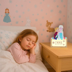 WONDEE Disney Frozen Lampe Veilleuse Bébé et Enfant Personnalisée avec Nom et Dessins La Reine des Neiges Princesse Elsa et Anna