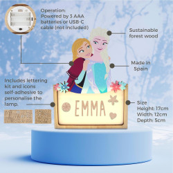 WONDEE Disney Frozen Lampe Veilleuse Bébé et Enfant Personnalisée avec Nom et Dessins La Reine des Neiges Princesse Elsa et Anna