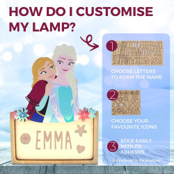 WONDEE Disney Frozen Lampe Veilleuse Bébé et Enfant Personnalisée avec Nom et Dessins La Reine des Neiges Princesse Elsa et Anna
