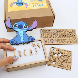 WONDEE Lampe Stitch Personnalisable à la Maison en Famille [Comprend Kit de Lettres et Dessins], Disney Veilleuse Stitch Bébé et