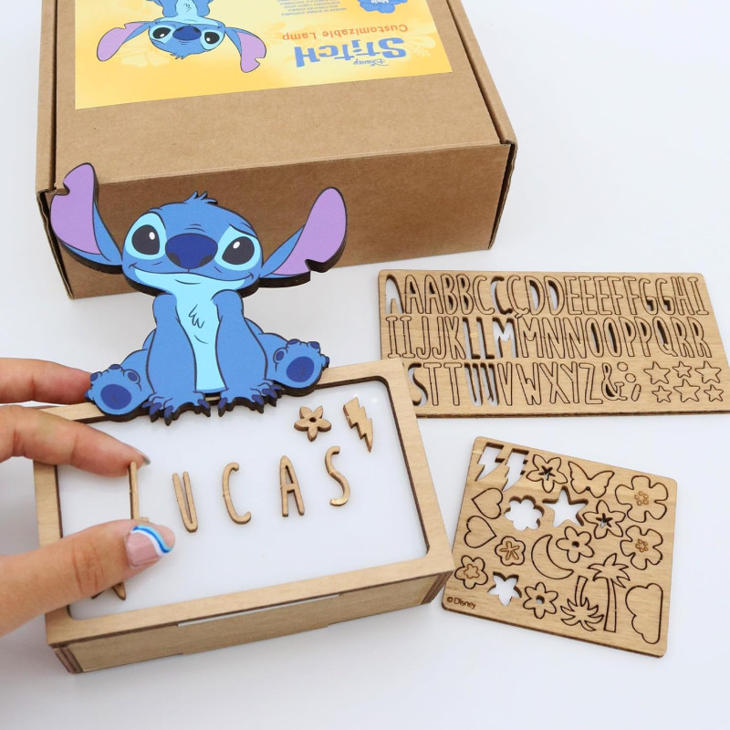 WONDEE Lampe Stitch Personnalisable à la Maison en Famille [Comprend Kit de Lettres et Dessins], Disney Veilleuse Stitch Bébé et