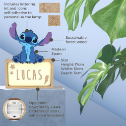 WONDEE Lampe Stitch Personnalisable à la Maison en Famille [Comprend Kit de Lettres et Dessins], Disney Veilleuse Stitch Bébé et