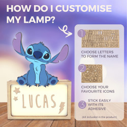 WONDEE Lampe Stitch Personnalisable à la Maison en Famille [Comprend Kit de Lettres et Dessins], Disney Veilleuse Stitch Bébé et