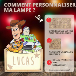 WONDEE Disney Lampe Toy Story Personnalisable, Créez Votre Design à la Maison avec Lettres et Dessins - Veilleuse Enfant et Bebe