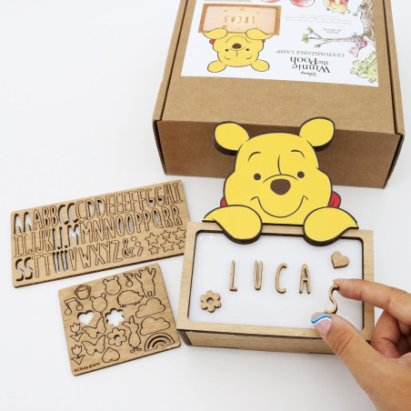 WONDEE Disney Veilleuse Bebe et Enfant Personnalisée Winnie l'Ourson, Créez votre design à la maison avec lettres et dessins - L