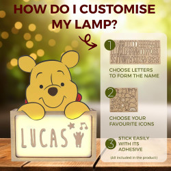 WONDEE Disney Veilleuse Bebe et Enfant Personnalisée Winnie l'Ourson, Créez votre design à la maison avec lettres et dessins - L