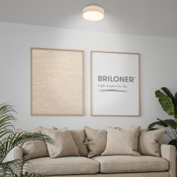 Briloner - plafonnier led avec abat-jour en tissu, 16 w 2800 lm, lumière blanc chaud, lustre salon, chambre, luminaire cuisine, 