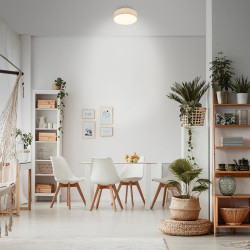 Briloner - plafonnier led avec abat-jour en tissu, 16 w 2800 lm, lumière blanc chaud, lustre salon, chambre, luminaire cuisine, 