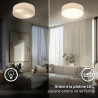 Briloner - plafonnier led avec abat-jour en tissu, 16 w 2800 lm, lumière blanc chaud, lustre salon, chambre, luminaire cuisine, 