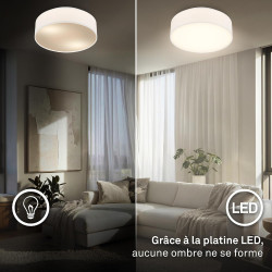 BRILONER - Plafonnier LED avec abat-jour en tissu, 16 W 2800 lm, lumière blanc chaud, lustre salon, chambre, luminaire cuisine, 